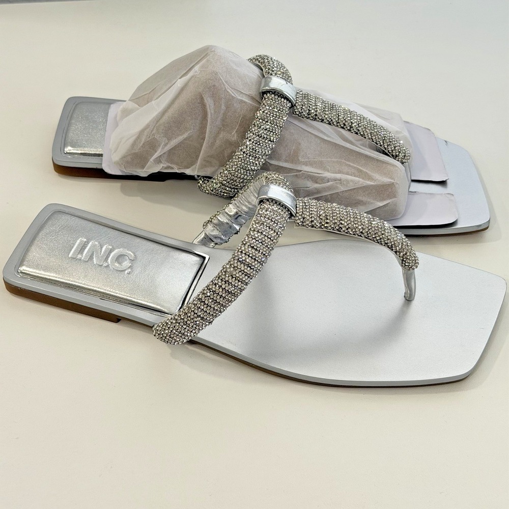 I.n.c. International Size-7M Concepts‎ Women's Yahvi Flat Sandals Silver Bling